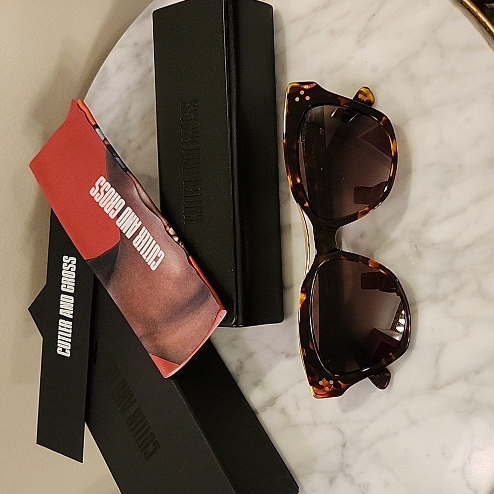Cutler and Gross Gold and Tortoise Sunglasses
